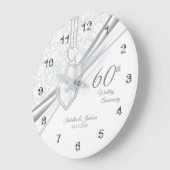 60e Diamond Wedding Jubileum Design on White Grote Klok (Hoek)
