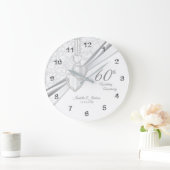 60e Diamond Wedding Jubileum Design on White Grote Klok (Huis)