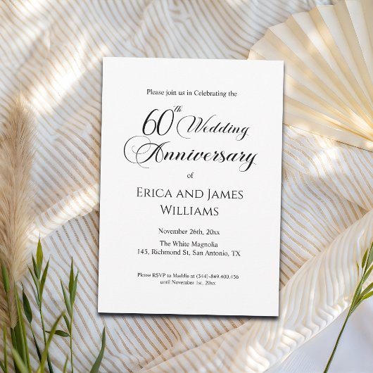 60e Diamond Wedding Jubileum Elegant Script Kaart