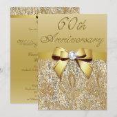 60e Diamond Wedding Jubileum Faux Sequins Bow Kaart (Voorkant / Achterkant)