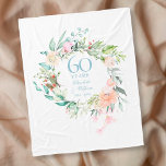 60e Diamond Wedding Jubileum Floral Garland Fleece Deken<br><div class="desc">Deze botanische 60e trouwdag is een vlinderdedeken die voorzien is van een delicate waterverf bloemland. Ze kunnen gepersonaliseerd worden met je speciale verjaardagsinformatie in elegante diamantblauwe typografie. Ontworpen door: Thisnotme©</div>