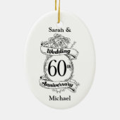 60e Diamond Wedding Jubileum Flowers Keramisch Ornament (Achterkant)