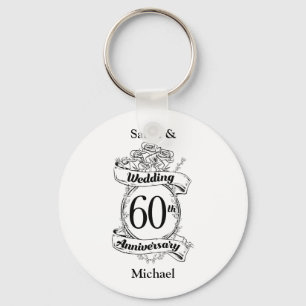 60e Diamond Wedding Jubileum Flowers Sleutelhanger
