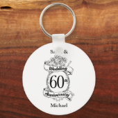 60e Diamond Wedding Jubileum Flowers Sleutelhanger (Voorkant)