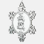 60e Diamond Wedding Jubileum Flowers Tin Sneeuwvlok Ornament (Rechts)