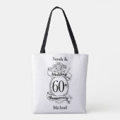60e Diamond Wedding Jubileum Flowers Tote Bag (Achterkant)