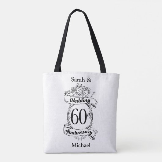60e Diamond Wedding Jubileum Flowers Tote Bag (Achterkant)