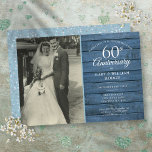 60e Diamond Wedding Jubileum Foto Blue Rustic Kaart<br><div class="desc">Geef uw favoriete trouwfoto een persoonlijk tintje met uw speciale 60e diamanten bruiloft trouwfeestelijke details in de kerkelijke typografie op een blauwe rustige houten achtergrond. De achterste kenmerken houden van het hart. Ontworpen door: Thisnotme©</div>