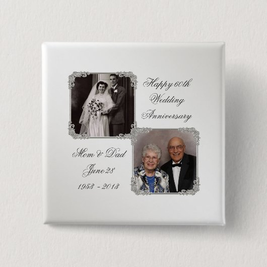 60e Diamond Wedding Jubileum Foto Button (Voorkant)