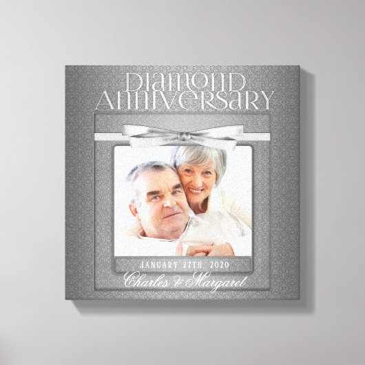60e Diamond Wedding Jubileum foto Canvas Afdruk (Voorkant)