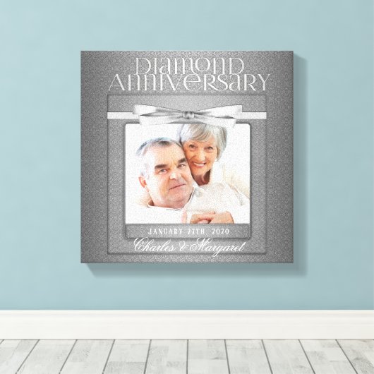 60e Diamond Wedding Jubileum foto Canvas Afdruk (Insitu (Houten vloer))