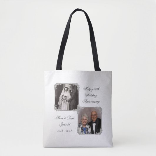 60e Diamond Wedding Jubileum Foto Canvas tas (Voorkant)