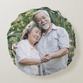 60e Diamond Wedding Jubileum Foto Floral Rond Kussen (Achterkant)