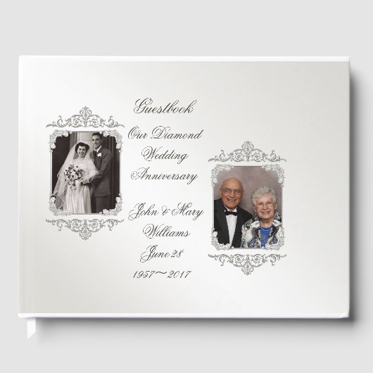60e Diamond Wedding Jubileum Foto Guestbook Gastenboek (Voorkant)