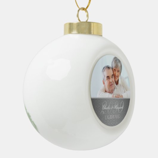 60e Diamond Wedding Jubileum foto Keramische Bal Ornament (Links)