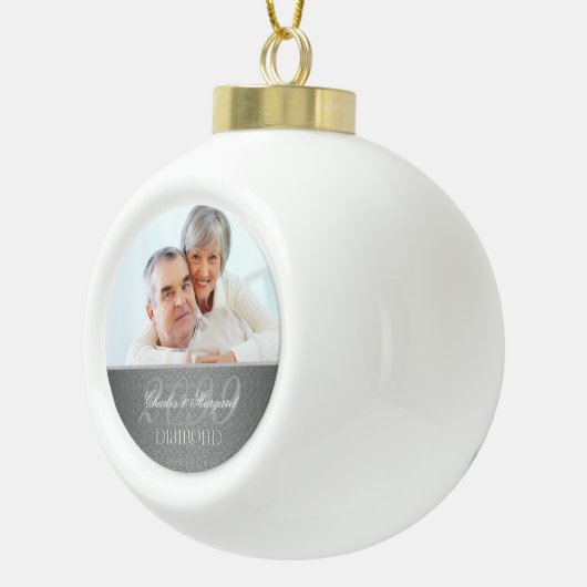 60e Diamond Wedding Jubileum foto Keramische Bal Ornament (Rechts)
