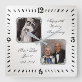 60e Diamond Wedding Jubileum Fotowandklok Vierkante Klok (Voorkant)