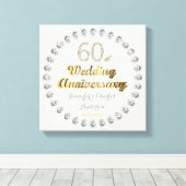60e Diamond Wedding Jubileum Gold Typografie Canvas Afdruk (Insitu (Houten vloer))