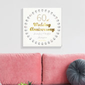 60e Diamond Wedding Jubileum Gold Typografie Canvas Afdruk (Insitu (Woonkamer))