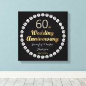 60e Diamond Wedding Jubileum Gold Typografie Canvas Afdruk (Insitu (Houten vloer))