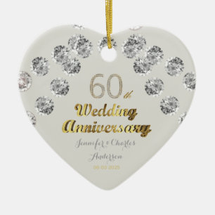 60e Diamond Wedding Jubileum Gold Typografie Keramisch Ornament