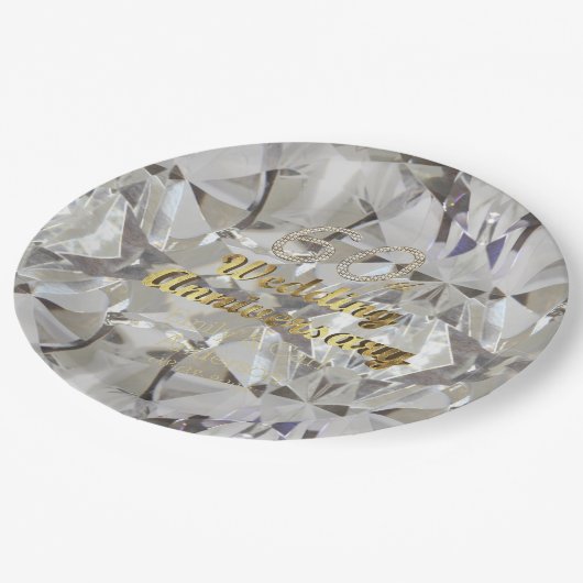 60e Diamond Wedding Jubileum Gold Typografie Papieren Bordje (Gekanteld)