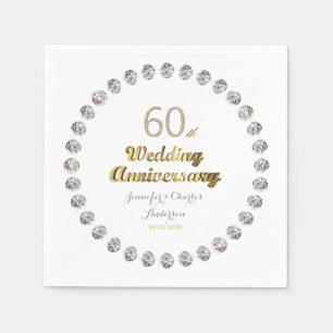 60e Diamond Wedding Jubileum Gold Typografie Servet