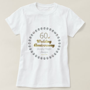 60e Diamond Wedding Jubileum Gold Typografie T-shirt