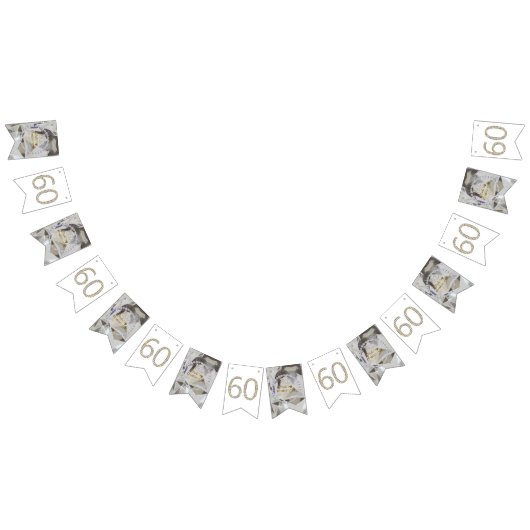 60e Diamond Wedding Jubileum Gold Typografie Vlaggetjes (Alle)