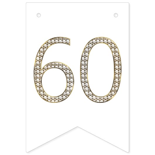 60e Diamond Wedding Jubileum Gold Typografie Vlaggetjes (Tweede vlag)