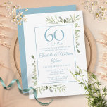 60e Diamond Wedding Jubileum Greenery Kaart<br><div class="desc">Een uitnodiging voor een chique diamanten-verjaardagsdag die gepersonaliseerd kan worden met je speciale viering van 60 jaar,  met een diamantblauwe achtergrond aan de achterkant. Ontworpen door: Thisnotme©</div>