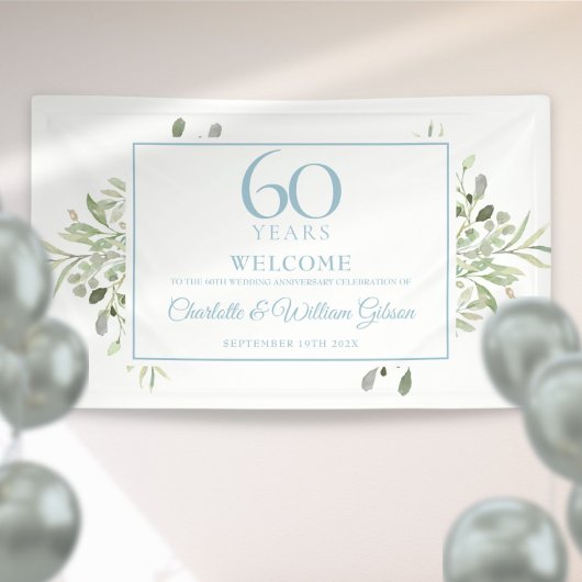 60e Diamond Wedding Jubileum Greenery Welkom Spandoek