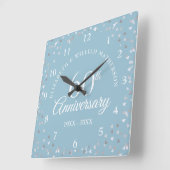 60e Diamond Wedding Jubileum Hearts Confetti Vierkante Klok (Hoek)