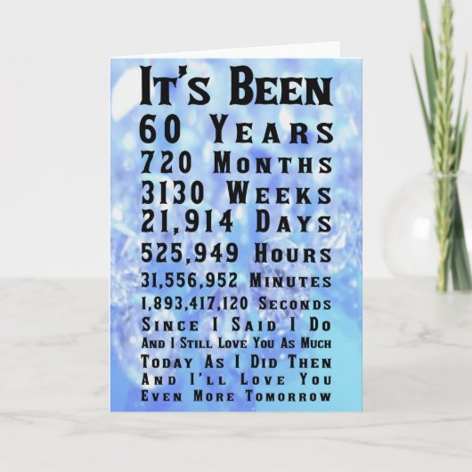 60e Diamond Wedding Jubileum Kaart (Voorkant)
