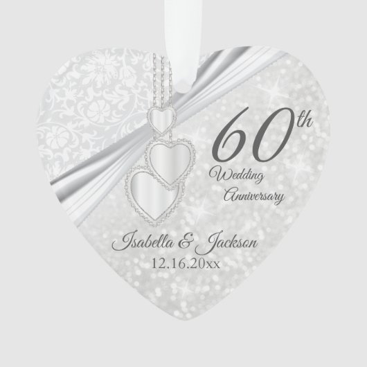 60e Diamond Wedding Jubileum Keepasje Ornament (voorkant)