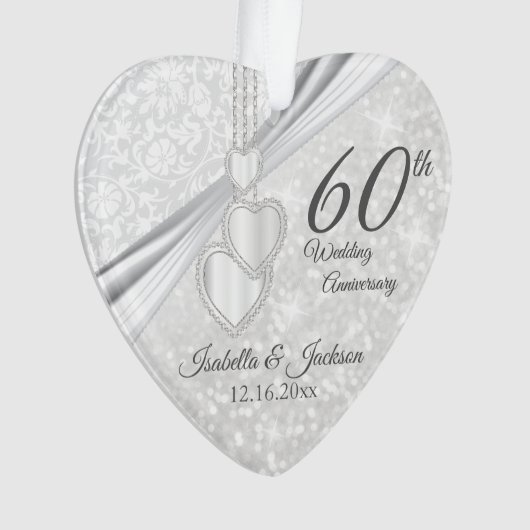 60e Diamond Wedding Jubileum Keepasje Ornament (voorkant)