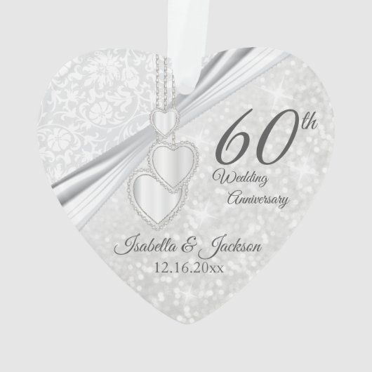 60e Diamond Wedding Jubileum Keepasje Ornament (achterkant)