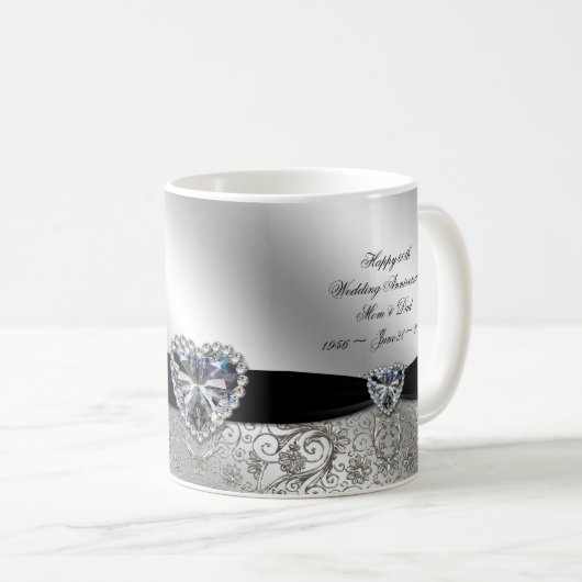 60e Diamond Wedding Jubileum Koffee Mok (Voorkant rechts)