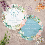 60e Diamond Wedding Jubileum Land Roos Kaart<br><div class="desc">Deze botanische uitnodiging voor het 60e/75e bruiloft met een delicate waterverf bloemperkool, kan gepersonaliseerd worden met speciale informatie over het 60e/75e verjaardag van de diamant of het platina. Op de achterzijde staat een bijpassende bloemige tuin die je jubileumdata in elegante witte tekst op een diamantblauwe achtergrond plaatst. Ontworpen door: Thisnotme©...</div>