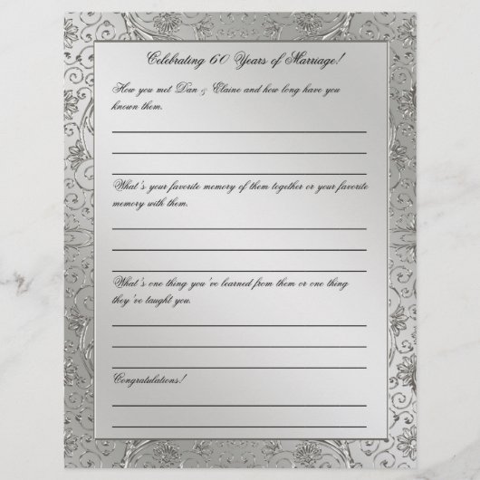 60e Diamond Wedding Jubileum Letterhead (Voorkant)