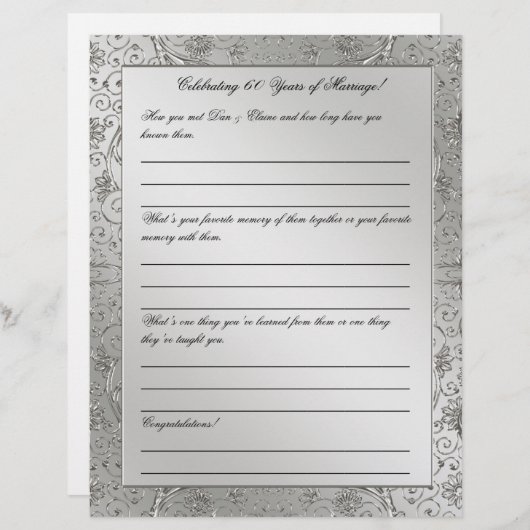 60e Diamond Wedding Jubileum Letterhead (Voorkant / Achterkant)