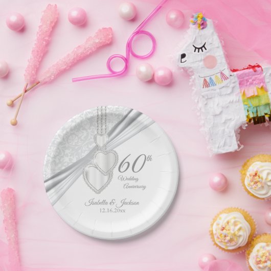 60e Diamond Wedding Jubileum op wit Papieren Bordje (Feest)