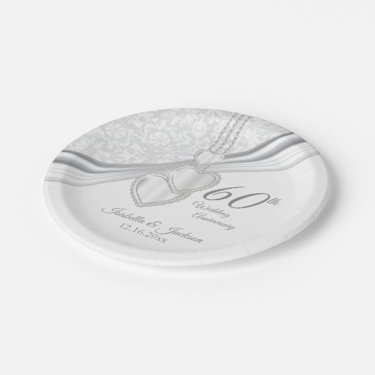 60e Diamond Wedding Jubileum op wit Papieren Bordje (Gekanteld)