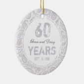 60e Diamond Wedding Jubileum Paisley Monogram Keramisch Ornament (Rechts)