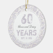 60e Diamond Wedding Jubileum Paisley Monogram Keramisch Ornament (Links)
