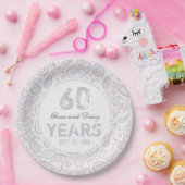60e Diamond Wedding Jubileum Paisley Pattern Papieren Bordje (Feest)