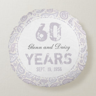 60e Diamond Wedding Jubileum Paisley Pattern Rond Kussen