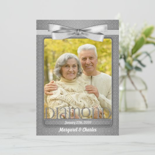 60e Diamond Wedding Jubileum Party Foto Kaart (Staand voorkant)