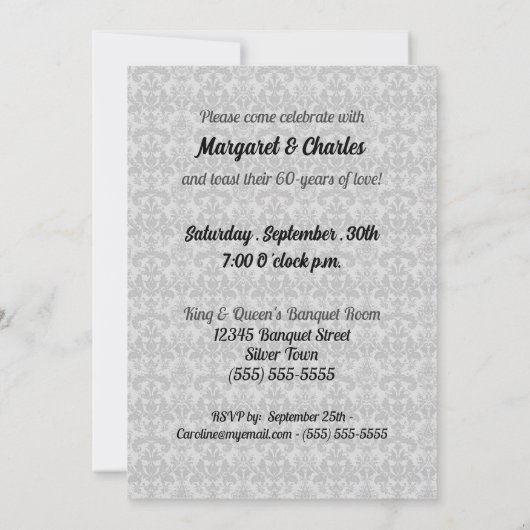 60e Diamond Wedding Jubileum Party Foto Kaart (Achterkant)