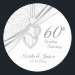 60e Diamond Wedding Jubileum Ronde Sticker<br><div class="desc">Stickers. 60ste Diamond Wedding Jubileum klaar om u te personaliseren. Dit ontwerp werkt goed voor andere gelegenheden zoals een verjaardag, pensioen, speciale gebeurtenis, enz... - door de tekst simpelweg te wijzigen. ✔ OPMERKING: ALLEEN DE NOODZAKELIJKE SJABLOON WIJZIGEN! 😀 Indien nodig, kunt u de tekst verwijderen en beginnen vers toevoegend welke...</div>